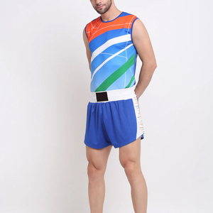 Uniformes de Boxeo al por Mayor de la Mejor Calidad, 100% Poliéster, Nueva Moda, Chaleco y Pantalones Cortos de Boxeo con Estampado Personalizado - Product Image 4