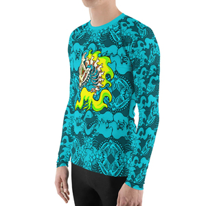 Customized Logo Screen Printed Men's Anti-UV Breathable Washed Long Sleeve Rash Guard for Surfing & Swimming - Product Image 1