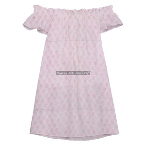 Private Label Swim Off Shoulder Dress 2026 Hot-Selling New Printed Color Off-Piece Breathable Hand <b>Block</b> <b>Print</b> Dress - Product Image 3