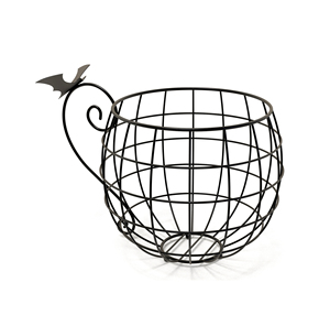 Black Metal <b>Wire</b> <b>Storage</b> <b>Basket</b> With Bat Handle Home Decor Bowl Organizer - Product Image 1