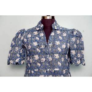 Vestido largo midi de algodón de estilo simple, hecho a mano en India, con diseño nuevo, cuello en V y bolsillos, para fiestas y ocasiones especiales. - Product Image 6