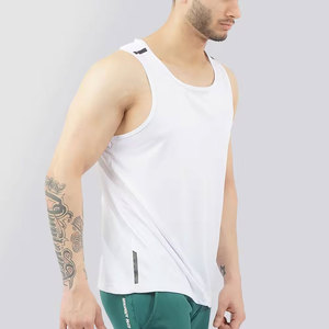 DENEZE SPORTS <b>Men's</b> <b>White</b> O-Neck Tank Top Solid Casual Breathable Sleeveless <b>Vest</b> Sports Singlet Knitted 100% Cotton High Street - Product Image 4