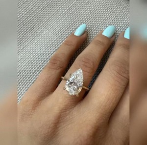Anillo de Diamante Cultivado en Laboratorio con Corte de Pera de 4 Quilates para Mujer, Joyería de Oro de Lujo para Boda, Compromiso, Aniversario, Regalo en Oro de 9K, 14K, 18K - Product Image 5