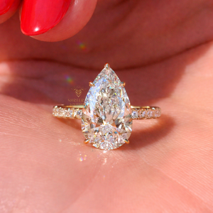 แหวนเพชรทรงลูกแพร์ 14K 18K VVS VS1 เพาะเลี้ยงในห้องปฏิบัติการ รับรองโดย IGI สำหรับงานหมั้นและงานแต่งงาน ขายส่ง - Product Image 3