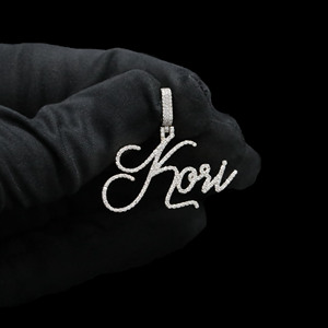Kori Name Pendant <b>Charm</b> <b>Silver</b> Plated Zinc Alloy Diamond Rhinestone Hiphop Style Unisex Gift Jewelry - Product Image 1