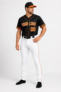 Uniforme de baseball personnalisé pour hommes, maillot à manches courtes sublimé, pantalon blanc, vêtements d'été respirants, logo sur le devant - Product Image 2
