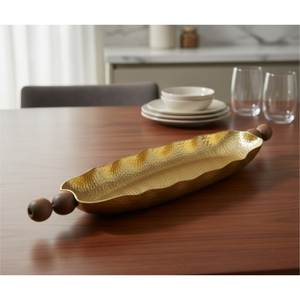 Plateau de service décoratif martelé en aluminium plaqué or, fait main, écologique, pour cuisine et table, décoration intérieure - Vente chaude - Product Image 4