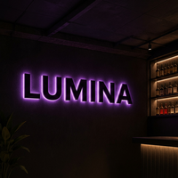 Letrero Luminoso LED Personalizado, Letras Negras Retroiluminadas, Letrero 3D con Letras de Canal para Negocios, Letrero Publicitario Acrílico