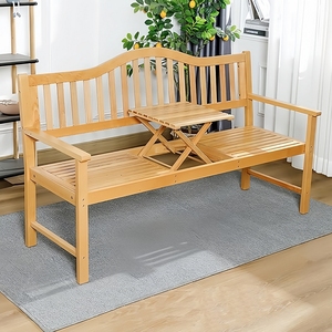 Best Value Acacia Wood Garden <b>Bench</b> with Built-In <b>Foldable</b> Table | Sustainable Outdoor Seating | Vietnam Manufacturer - Product Image 1