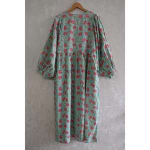 Floral Hand Block Print Cotton Maxi <b>Summer</b> <b>Dress</b> for Women Handmade Natural Waist Washable Ethnic Casual Wear - Product Image 5