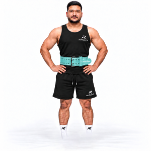 Custom Made Leather Strength Lifting <b>Belt</b> Double Prong Buckle Strength Fitness Wholesale OEM Supplier <b>Men</b> Equipment Fitness Gear - Product Image 1