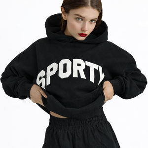 Ensemble court à capuche oversize uni pour femme, coupe décontractée, style streetwear au-dessus du genou - Product Image 5