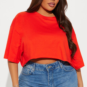 Camiseta Oversize de Algodón para Mujer, Diseño Personalizado con Logotipo, Top Corto de Alta Calidad para Verano - Product Image 4