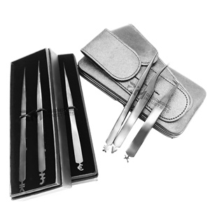 Pinzas Profesionales de Acero Inoxidable RMI para Extensión de Pestañas, Punta Recta, Color Negro Plasma / Estilo Inferior - Product Image 6