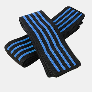 Bande de compression élastique noire et bleue respirante et réglable pour le soutien du genou, du coude et de la cheville, idéale pour le sport et la gym - Product Image 1