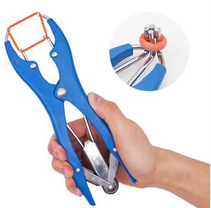Alicates de expansión Burdizzo sin sangre para anillos de castración, herramienta de granja para cerdos y vacas, modelo E-800 CE, de plástico azul para la castración de ganado. - Product Image 3