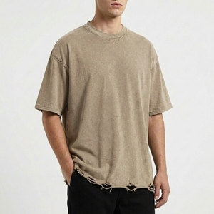 T-shirt décontracté pour homme en coton lourd 230g, respirant, écologique, coupe ample, délavé, pour tous les jours - Product Image 3