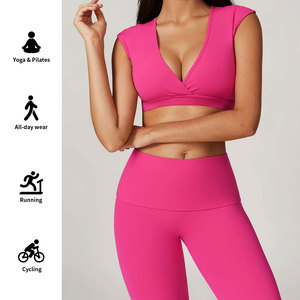 Wholesale 2024 OEM Custom High Waist Women legging & <b>bra</b> Sets best Quality High Street Wear Women Yoga Fitness Gym Sets - Product Image 2