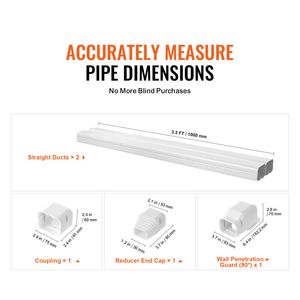 Copertura per Tubi di Condizionatori Mini Split, 3 Pollici di Larghezza, 7,4 Piedi di Lunghezza, Copertura Decorativa in PVC per 2 Condotti Diritti per Uso Domestico - Product Image 2