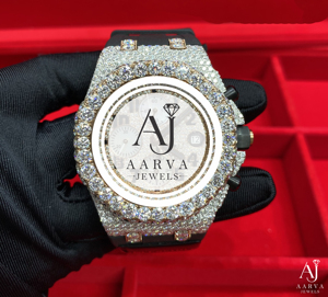 Montre chronographe mécanique analogique avec incrustation de diamants et cristal saphir, boîtier doré, bracelet en caoutchouc de 20 mm, montre de luxe tendance pour plongée - Product Image 6