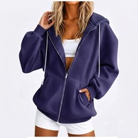 Damen-Cardigan mit durchgehendem Reißverschluss und Kapuze, Winter-Fleece, übergroß, weich, warm, lässige Oberbekleidung