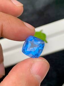 Aguamarina natural Santa María, corte cojín, color azul profundo, piedra suelta para joyería fina - Product Image 3