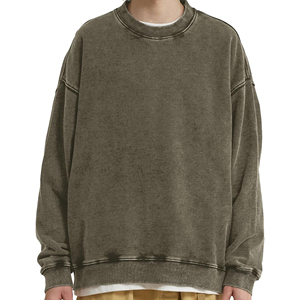 Fabricant de sweats à effet délavé, broderie personnalisée, impression, col rond, vente en gros, fournisseur de vêtements de mode sur mesure - Product Image 1