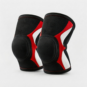 Genouillères rembourrées personnalisées noires, rouges et blanches pour le volley-ball et le basketball, protection contre les chocs, compression élastique - Product Image 1