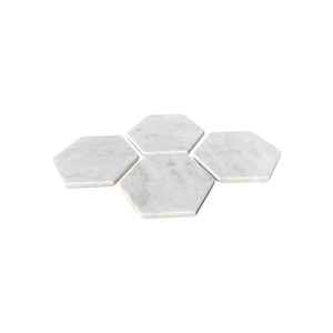 Trendy Carrara <b>Marble</b> Hexagon Coaster <b>Set</b> With Italian Stone Handmade Design For Luxury Home Decor <b>Coffee</b> <b>Table</b> - Product Image 1