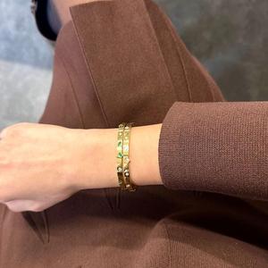 Diamond <b>Bangle</b> Bracelet 14K Solid Gold Multi Cut Sparkling Lab Grown Flush <b>Set</b> Certified Bridal Wedding Elegant Luxury Hinged - Product Image 2