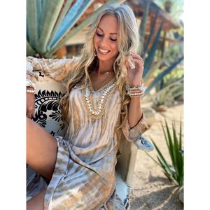 Robe midi imprimée bohème pour femme, col en V, coupe ample, style resort, robe décontractée d'été pour la plage - Product Image 2
