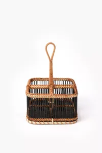 Elegante Cesta de Bambú y Ratán para Cubiertos, Cesta con Compartimentos y Asa para Utensilios de Cocina - Product Image 2