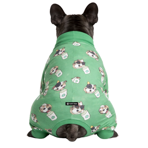 Dog <b>Pajamas</b> <b>Onesie</b> Pup Cup Print Soft Stretch Pet Sleepwear Cozy Breathable All Season Nightwear For Small Medium Dogs Indoor - Product Image 2