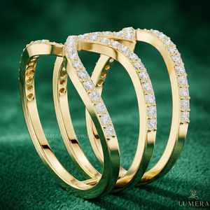 Lumera Women's D Color VVS2 Clarity Yellow Gold Lab Grown Diamond <b>Ring</b> Brilliant Cut <b>CZ</b> Side Stones IGI Certified 18K Gold - Product Image 4