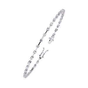 Bracelet tennis pour femme en argent 925 avec moissanite taille brillant rond, sertissage griffe, bijoux de mariage classiques - Product Image 1