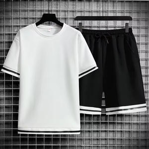 Ensemble T-shirt et short pour homme en coton 180 GSM, vêtements de plage d'été, streetwear confortable, ensemble 2 pièces pour homme - Product Image 3