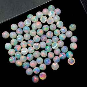 Lot de cabochons ronds en opale blanche éthiopienne, qualité gemme naturelle, opale de feu fine pour la création de bijoux - Product Image 2