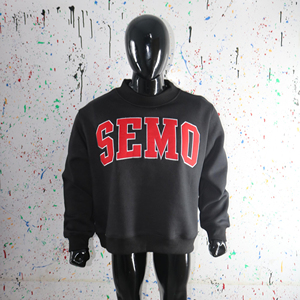 Sudadera Negra con Cuello Redondo SEMO, Oversize, de Felpa, Unisex, Casual, Otoñal, con Diseño de Letras en la Parte Delantera CLUSH SPORTS - Product Image 3