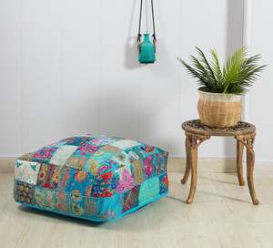 Housse de coussin carrée bohème en patchwork, broderie artisanale, coton, polyester, lin, décoration intérieure - Product Image 1