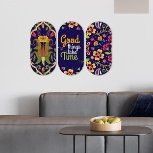 Autocollant mural floral bohème avec citation positive, décoration artistique en bois pour bureau et hôtel - Product Image 3