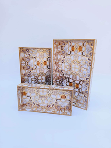 Lot de 3 plateaux de service en MDF personnalisables de haute qualité avec impression numérique, style européen, pour hôtels, artisanat métallique - Product Image 5