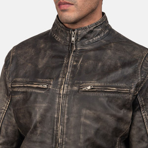 Chaqueta de Cuero Genuino Marrón Vintage para Hombre, Estilo Retro Cafe Racer, Chaqueta de Motero con Acabado Antiguo - Product Image 4