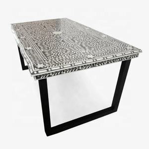 Table de salle à manger en bois pliable de conception traditionnelle avec incrustation d'os pour mobilier d'extérieur - Product Image 3