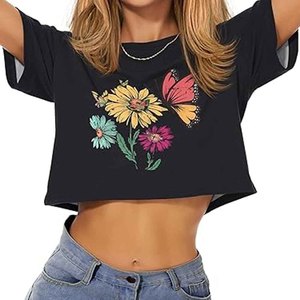 Camisa Corta de Color Sólido para Mujer, con Botones, Estilo Casual - Product Image 1