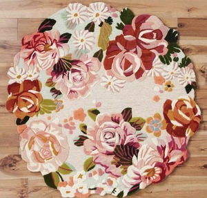 Tapis Kilim tufté à la main, motif floral 3D, en laine, à poils longs, avec envers en latex, lavable, antidérapant, pour salon, chambre, bureau - Product Image 4