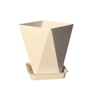 GT10 Pot de fleurs géométrique en résine sans BPA avec plateau assorti, pot carré pour plantes d'intérieur et décoration moderne de la maison - Product Image 1