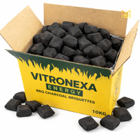 Briquettes de charbon de coco sans odeur Vitronexa Energy 65-72% carbone, durée de combustion 2-4 heures, pour restaurant, barbecue, grillades en extérieur