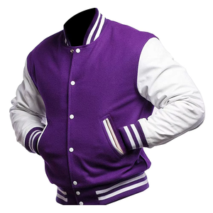 OEM Embroidery Chenille Patches Custom Logo Winter Varsity Jacket Stand Collar Front Logo Breathable Windproof <b>Men</b> - Product Image 2