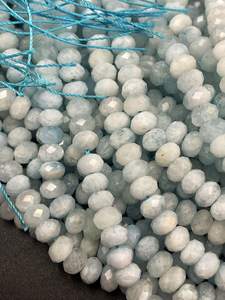 Perles de pierre d'aquamarine naturelle, facettées, forme rondelle, magnifique bleu marine, pierre précieuse de haute qualité pour bijoux - Product Image 3