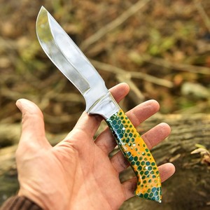 Excellent Quality Carbon Steel Fixed Blade Hunting Knife OEM ODM Available <b>Honey</b> Comb Exotic Handle Outdoor Survival Knives - Product Image 2